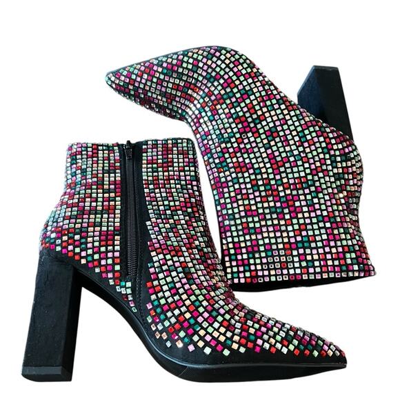 Wild Pair Ingrid Pointed Toe Bling Dress Booties Rhinestone Multi Color NEW 7 - Picture 2 of 9